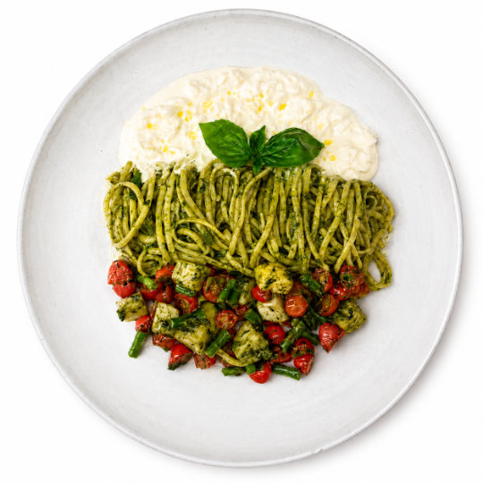 Linguine al Pesto e Ciliegino